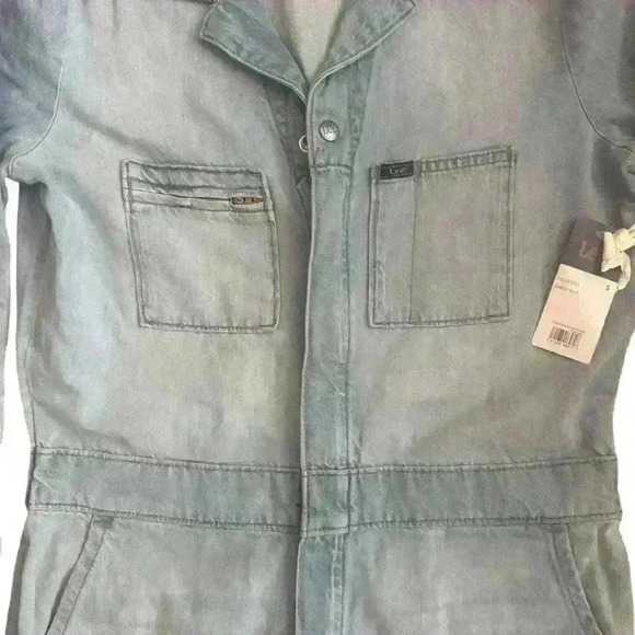 Lee Union-Alls Denim Coveralls Light Wash Long Sleeve Zip Up Barely Blue Small - Picture 3 of 12